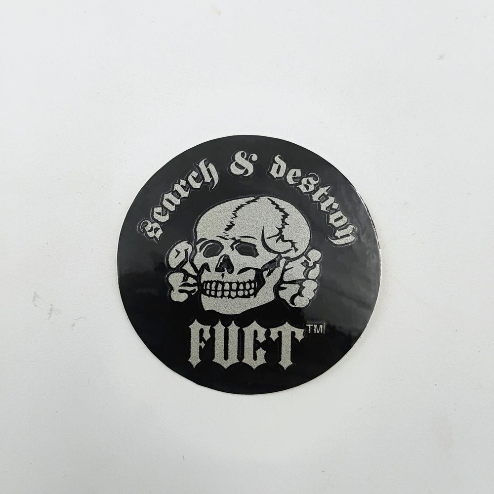 FUCT Clothing Skull Decal Sticker Black White Skate Streetwear Vintage 1990's